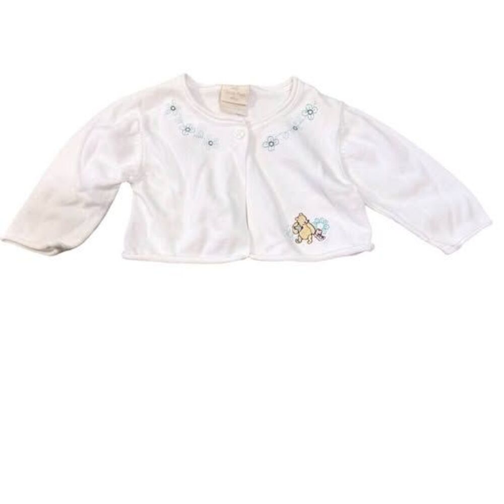 Vintage Disney Classic Pooh Baby Cardigan Size 6M – White Embroidered